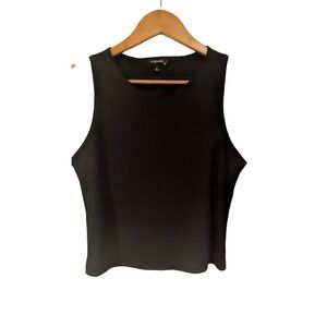 Originality Ribbed Tank Top L Black Sleeveless Crew Neck Minimalist Basic 90s